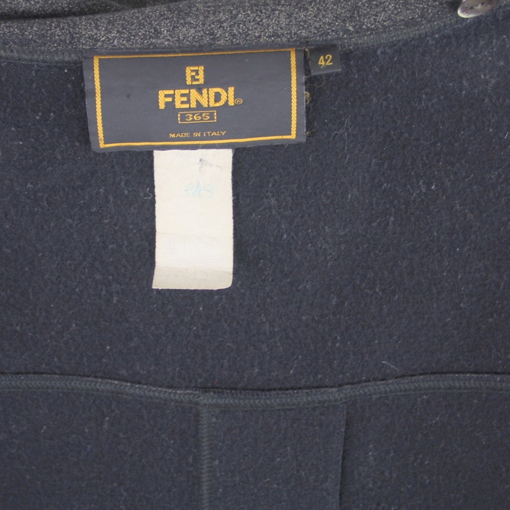 Fendi Vintage Double Faced Black Tan Wool Blend Top Coat Belted Long Trench 42 - Picture 9 of 12